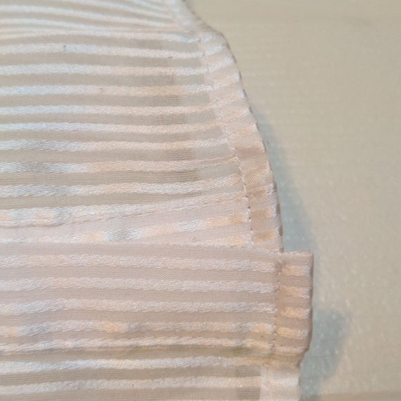 WHBM hi-low sheer long sleeve sheer stripes blouse XS black white - Picture 4 of 15